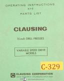 Clausing-Colchester-Clausing Colchester 15\", Drill Press, Variable Speed D, Instruct & Parts Manual-15\"-1665 - 300 - 1687-01